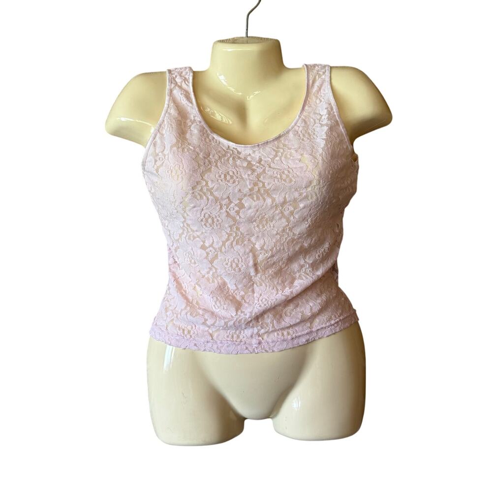 Bonjour Pink Floral Lace Tank Top